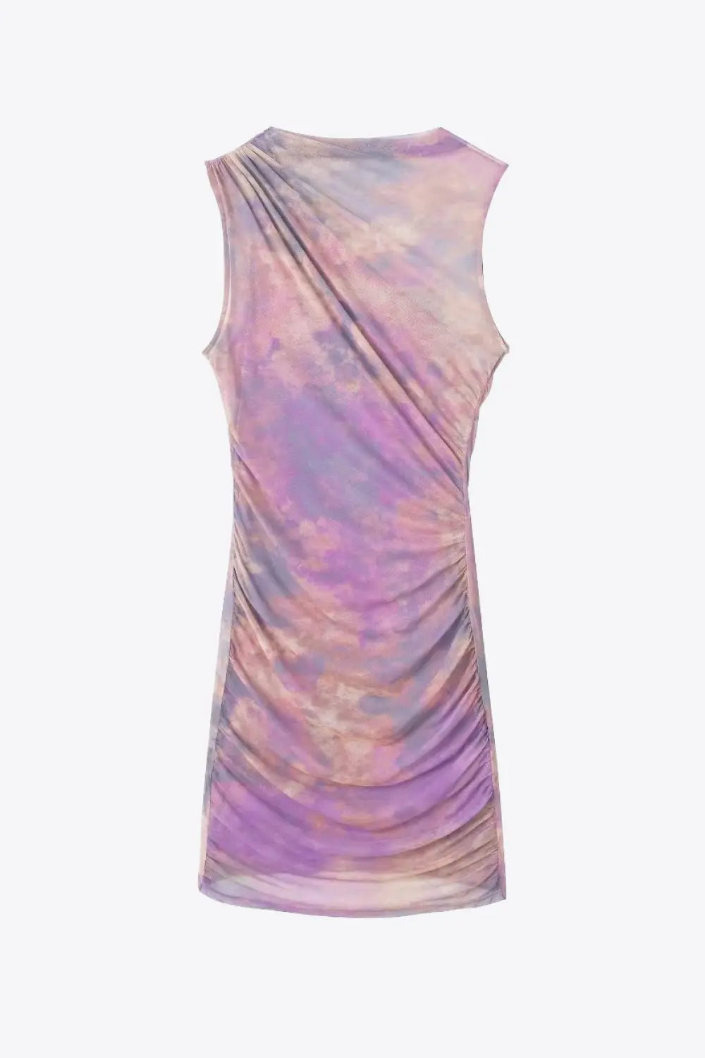 Tie-Dye Ruched Sleeveless Dress Trendsi