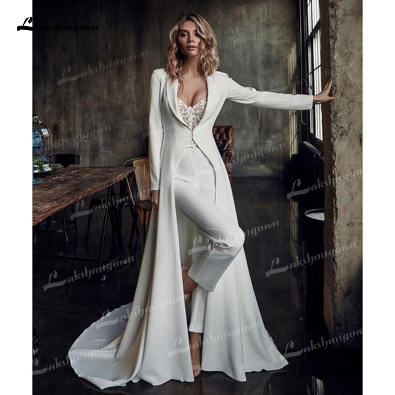 Bohemian 2023 Jumpsuits Wedding Dresses With Jacket Sweetheart Lace Appliqued Bridal Gowns Cheap Custom Made Pants Wedding Dress Lomwn