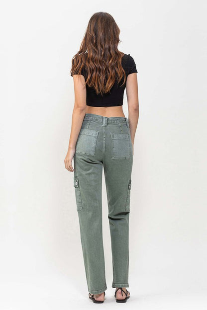 Mid Rise Straight Jeans with Cargo Pocket Detail VERVET by Flying Monkey
