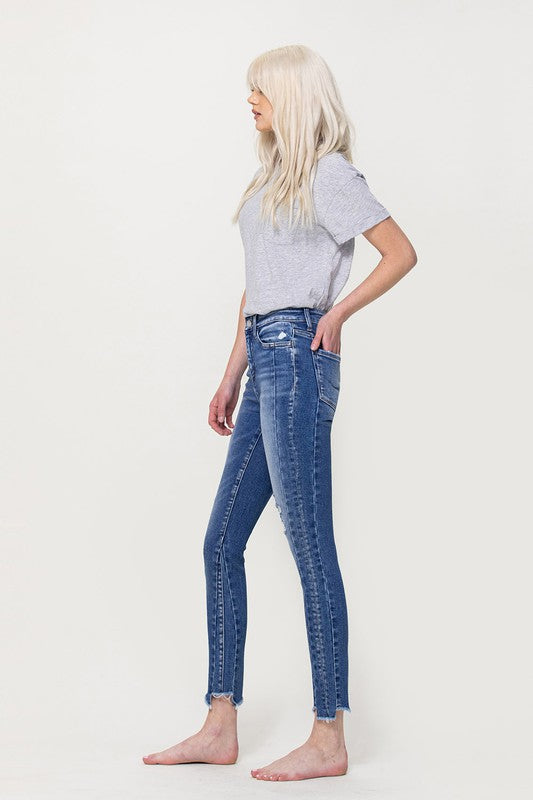 High Rise Ankle Skinny with Uneven Hem Detail VERVET by Flying Monkey