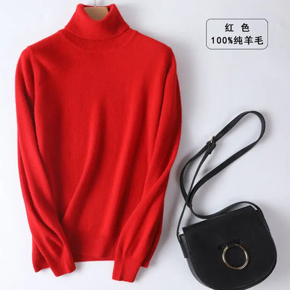 100% Cashmere Turtleneck Women Sweater Lomwn