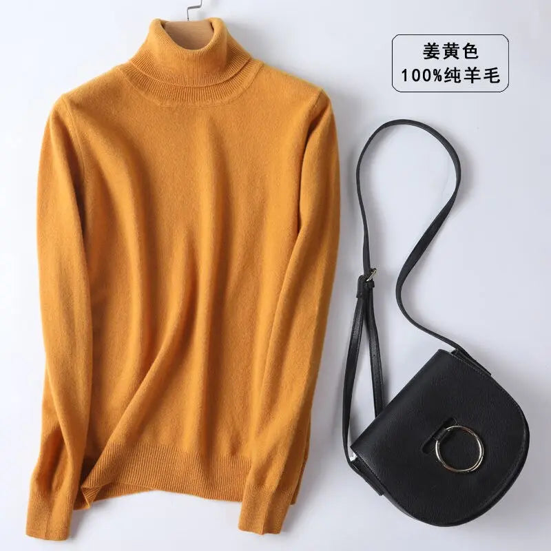 100% Cashmere Turtleneck Women Sweater Lomwn