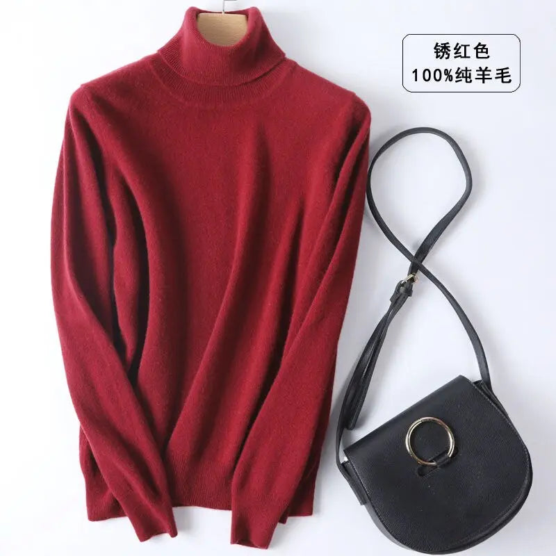 100% Cashmere Turtleneck Women Sweater Lomwn