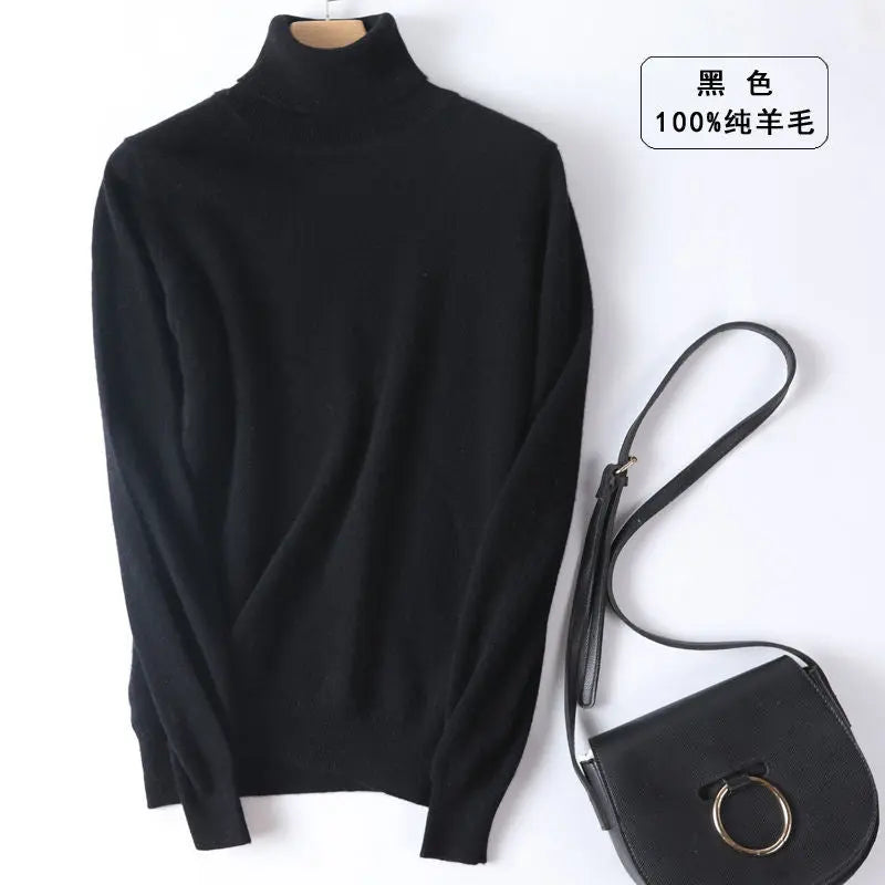 100% Cashmere Turtleneck Women Sweater Lomwn