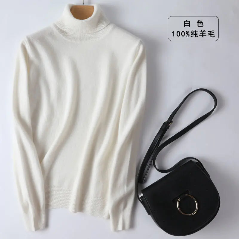 100% Cashmere Turtleneck Women Sweater Lomwn