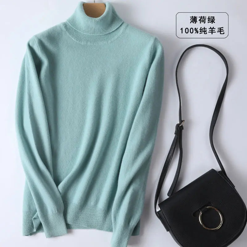 100% Cashmere Turtleneck Women Sweater Lomwn