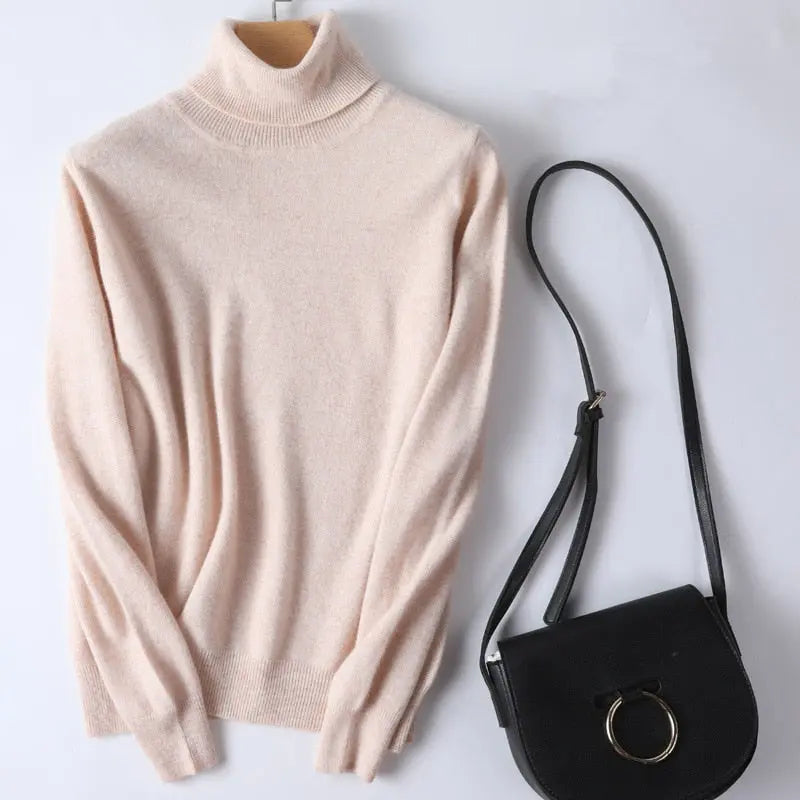 100% Cashmere Turtleneck Women Sweater Lomwn