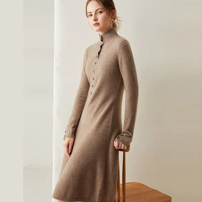 100% Pure Goat Cashmere Knitted Dress Lomwn