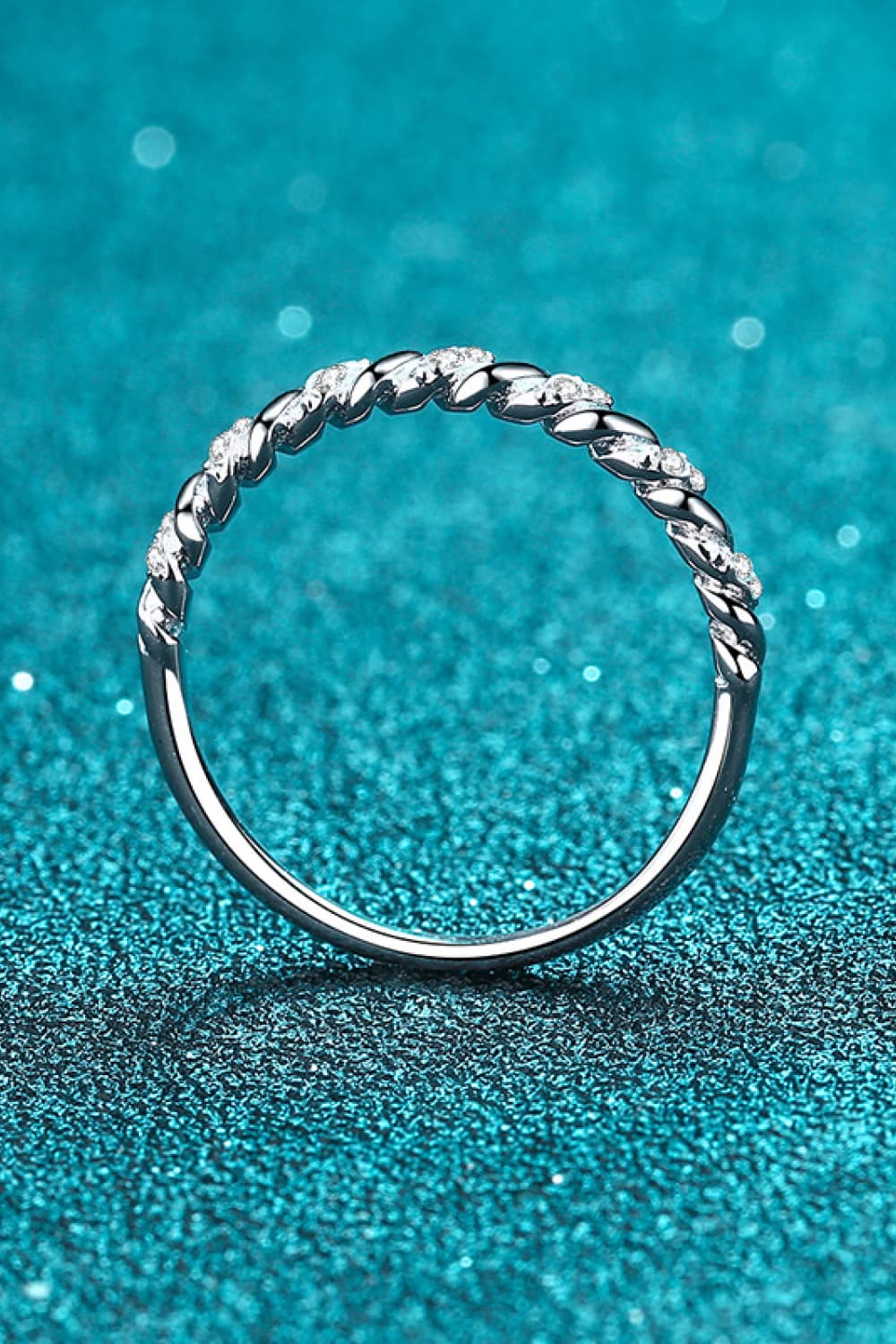 Moissanite Rhodium-Plated Half-Eternity Ring Trendsi