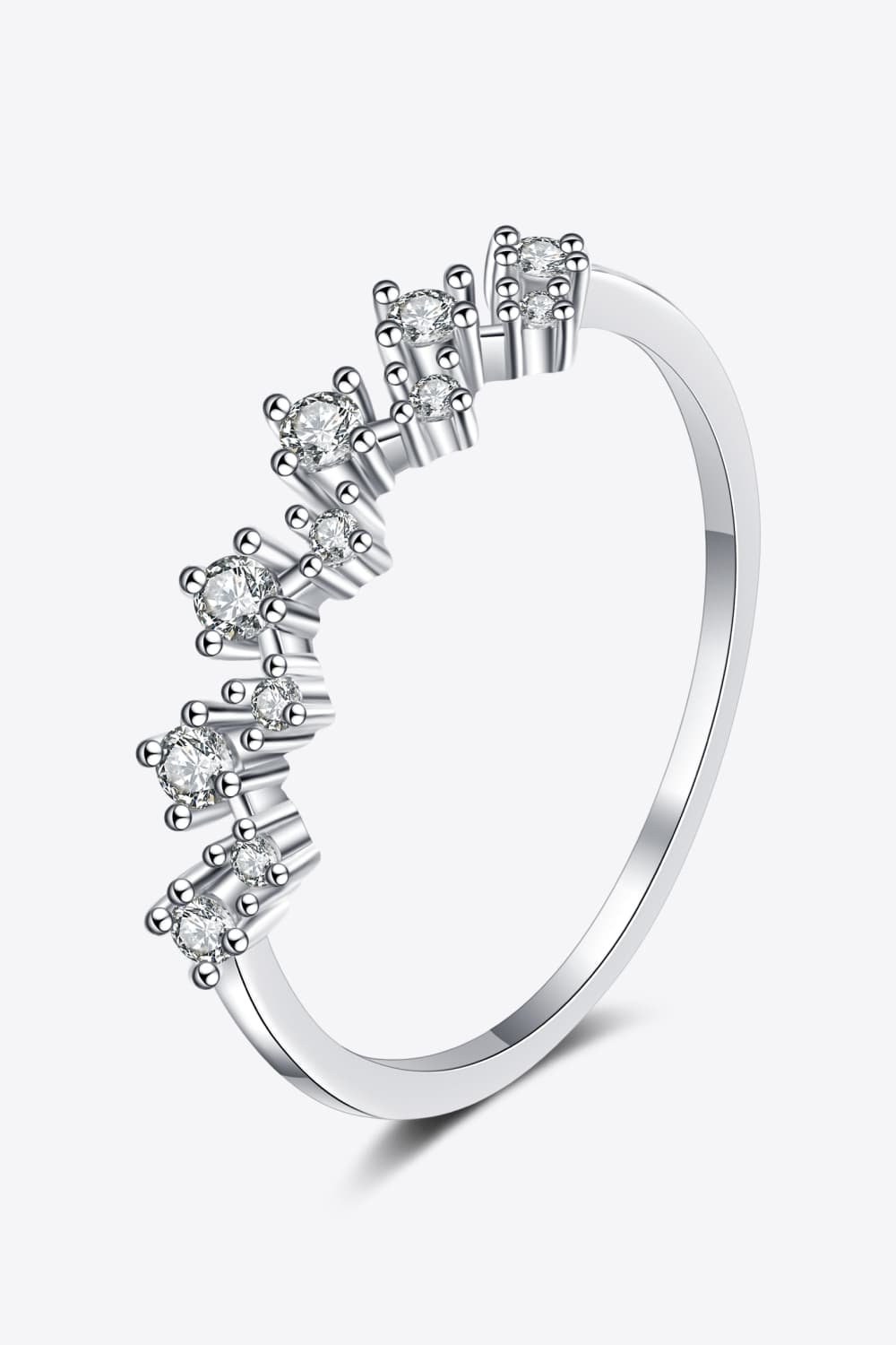 Moissanite Rhodium-Plated Half-Eternity Ring Trendsi