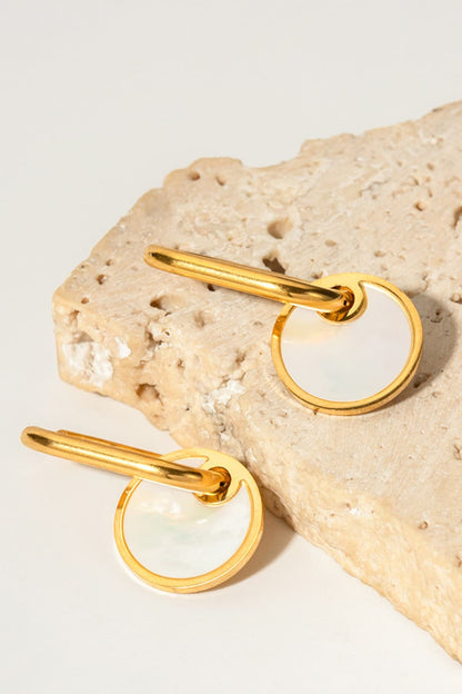 Copper White Mother-Of-Pearl Drop Earrings Trendsi