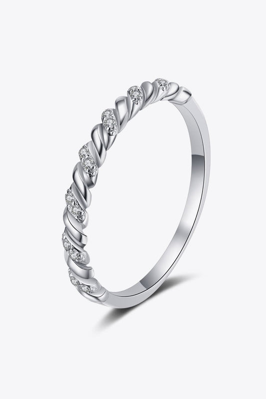 Moissanite Rhodium-Plated Half-Eternity Ring Trendsi