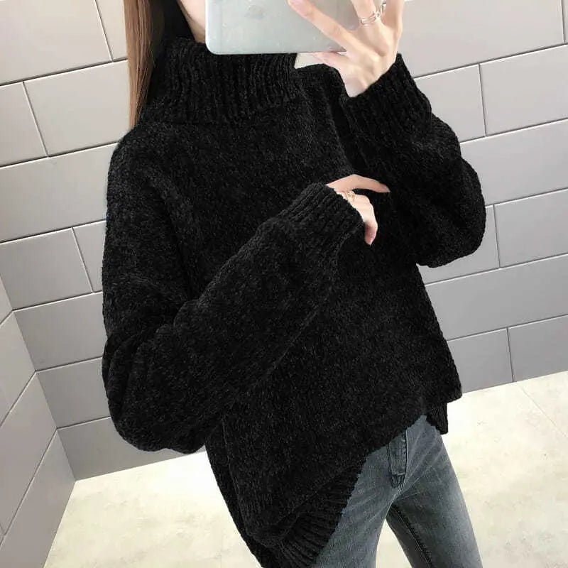 Chenille Turtleneck Sweater Lomwn
