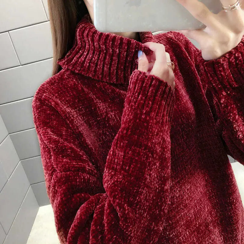 Chenille Turtleneck Sweater Lomwn