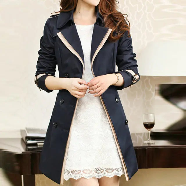 Double Breasted Female Long Trench Coats Lomwn