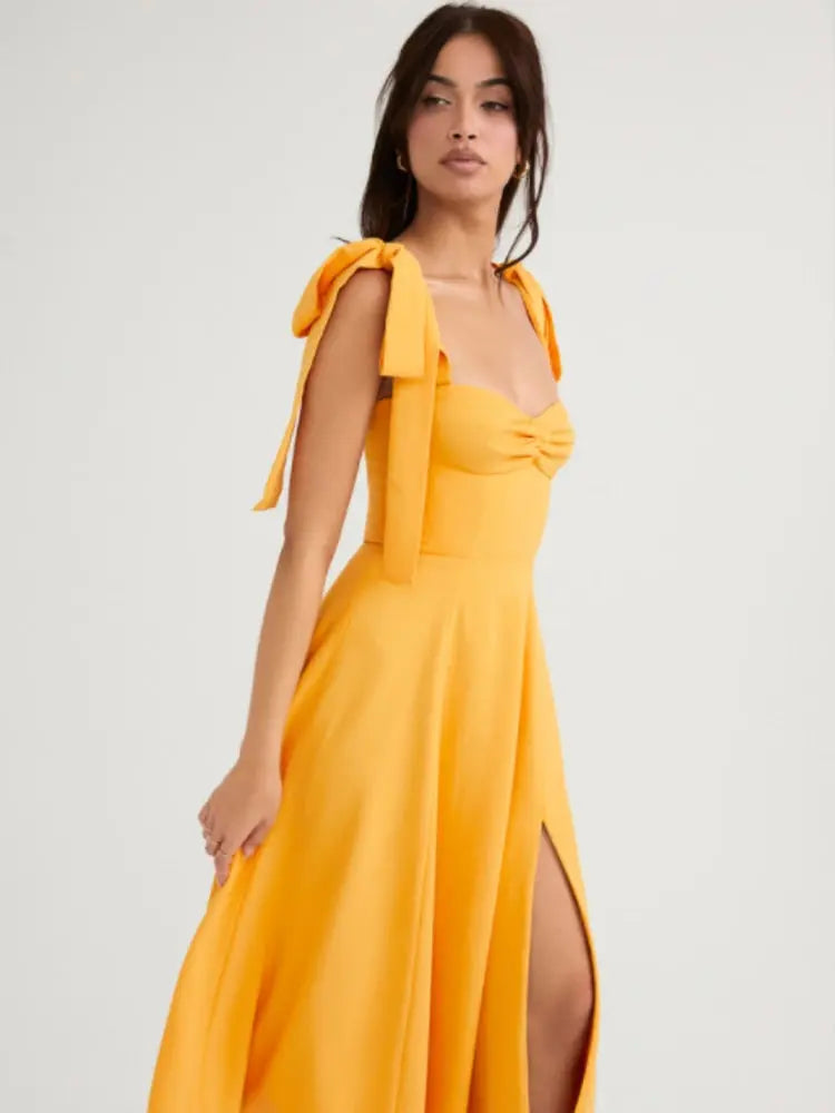 Elegant Long Slip Women Summer Midi Dress Sleeveless Lomwn