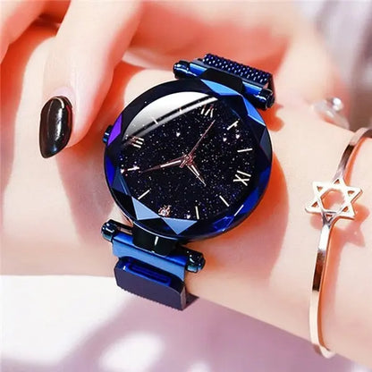 Fashion Starry Sky Watches Magnet Buckle Mesh Belt Diamond Quartz Watch Women Dress Clock Lomwn