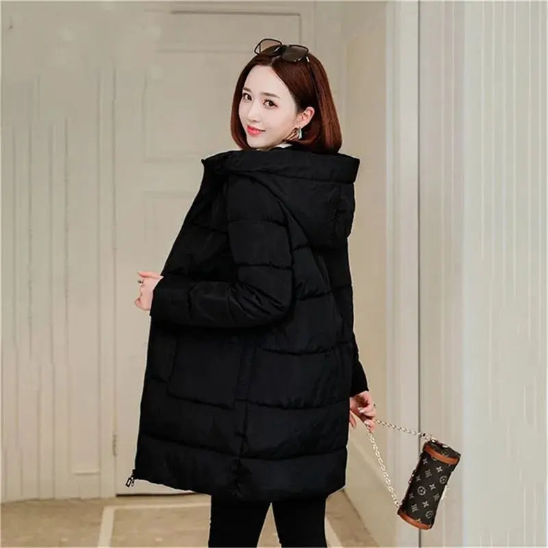 Long And Fat MM Loose Thick Down Coat Hooded Lomwn