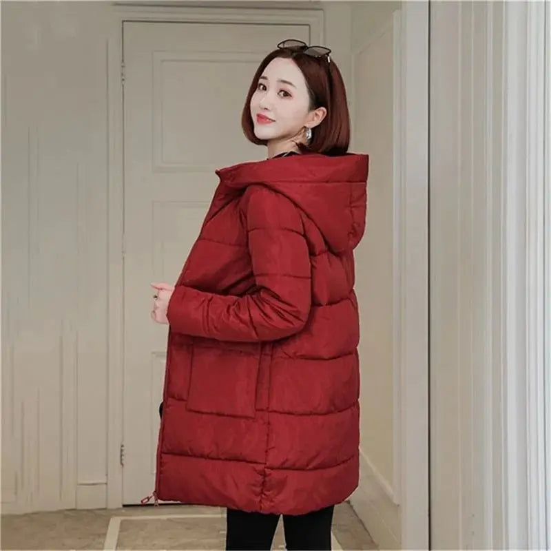 Long And Fat MM Loose Thick Down Coat Hooded Lomwn