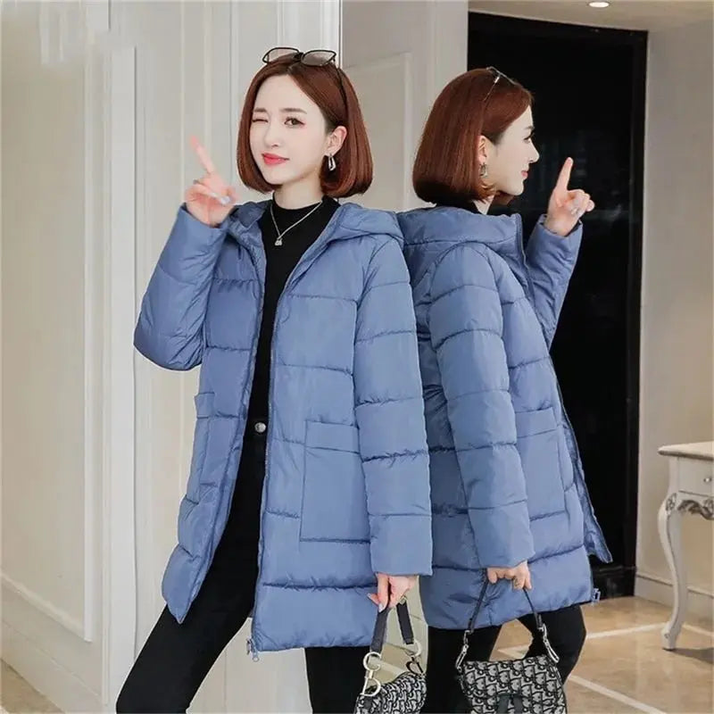 Long And Fat MM Loose Thick Down Coat Hooded Lomwn