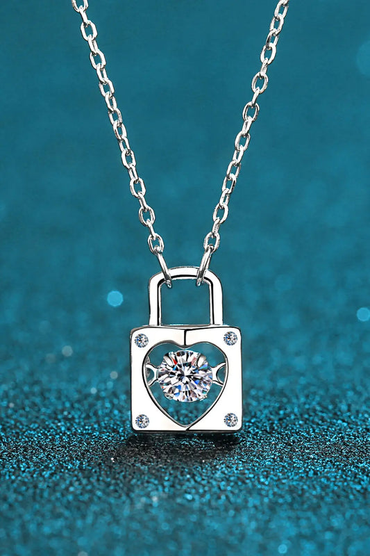 Moissanite Lock Pendant Necklace Lomwn