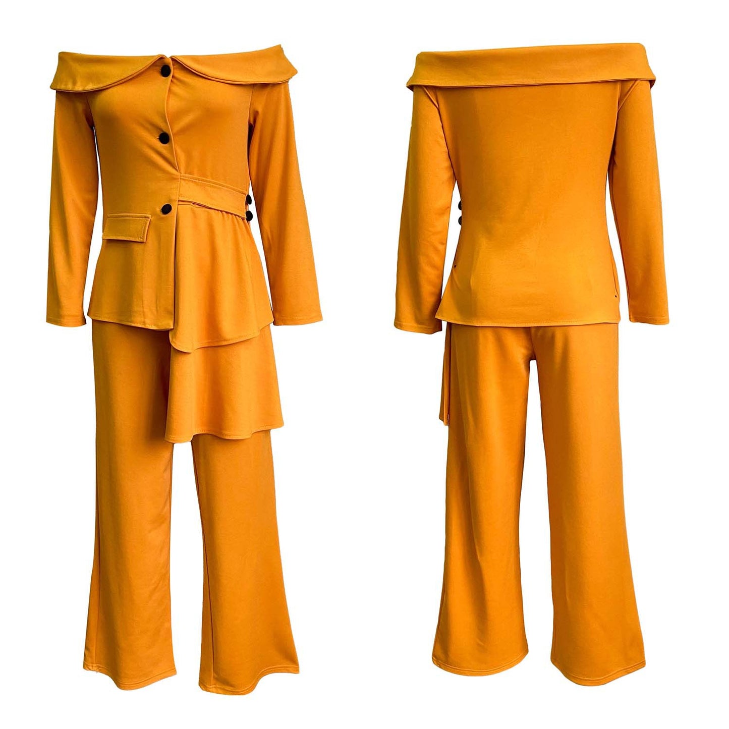 One-Piece Collar Two-Piece Commuting Suit with Pants FashionExpress