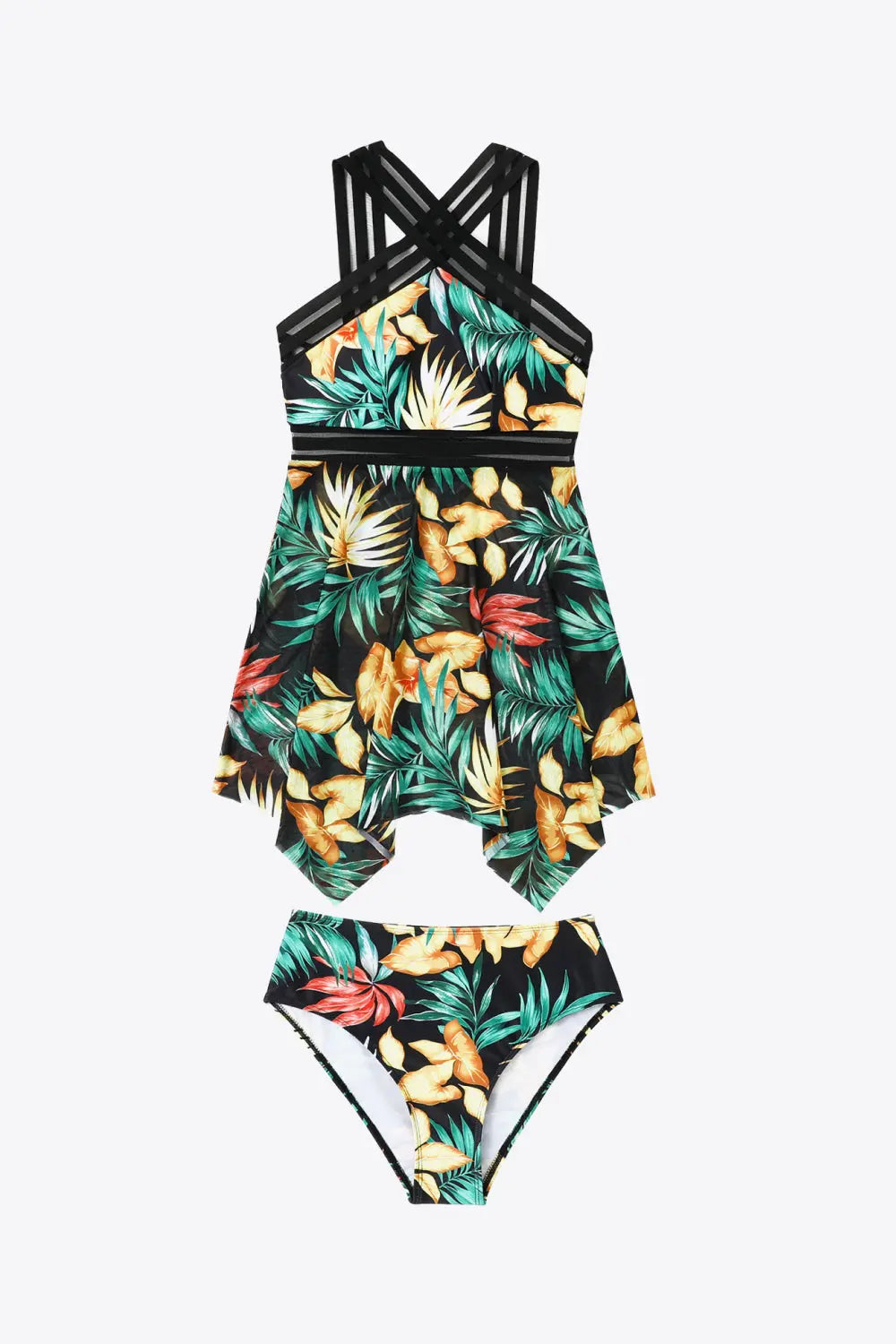 Printed Swim Dress and Bottoms Set Trendsi
