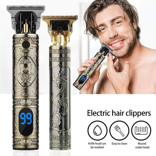 New in Vintage T9 0MM Hair Cutting Machine trimmer Cordless Hair finishing Beard Clipper for men Electric shaver Razors USB Lomwn