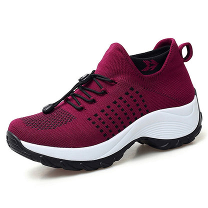 Women&#39;s Walking Shoes Fashion Sock Sneakers Breathe Comfortable Nursing Shoes Casual Platform Loafers Non-Slip Lomwn