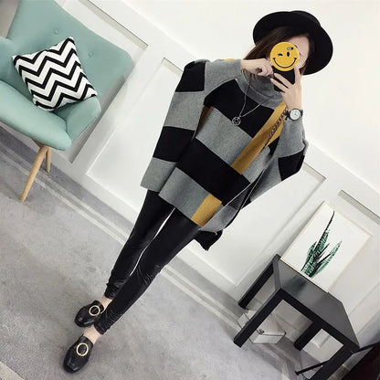 Shawl Warm Casual Loose Knitted Tops Lomwn