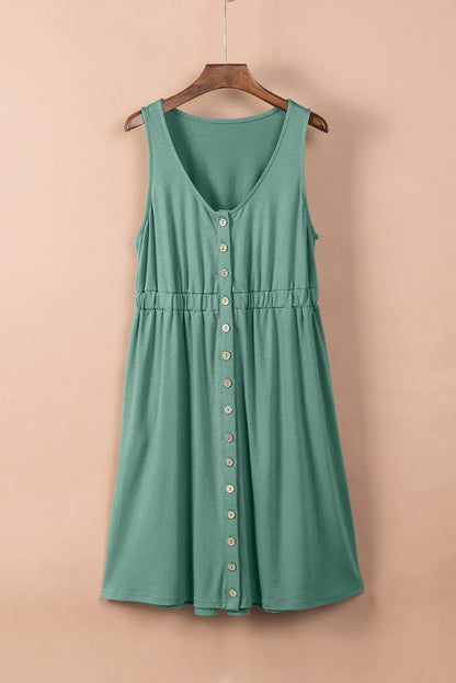 Sleeveless Button Down Mini Dress