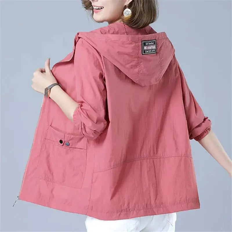 Women Ice Silk Sun Protection Clothing 2023 Summer New Anti-Ultraviolet  Coat Female Hooded Jacket Zipper Loose Outerwear G1951 Lomwn