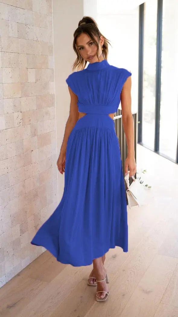 Women Spring Summer Long Maxi Dress Solid Color Fashion Sleeveless Backless Sweet Elegant Casual Dress 2023 Lomwn