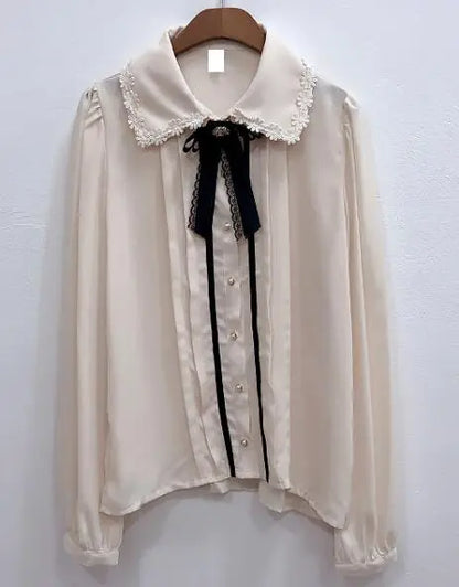 Women&#39;s Cute Tops Preppy Style Vintage Japaneses Korea Design Button Elegant Formal Shirts Blouses Pink White 12020 Lomwn