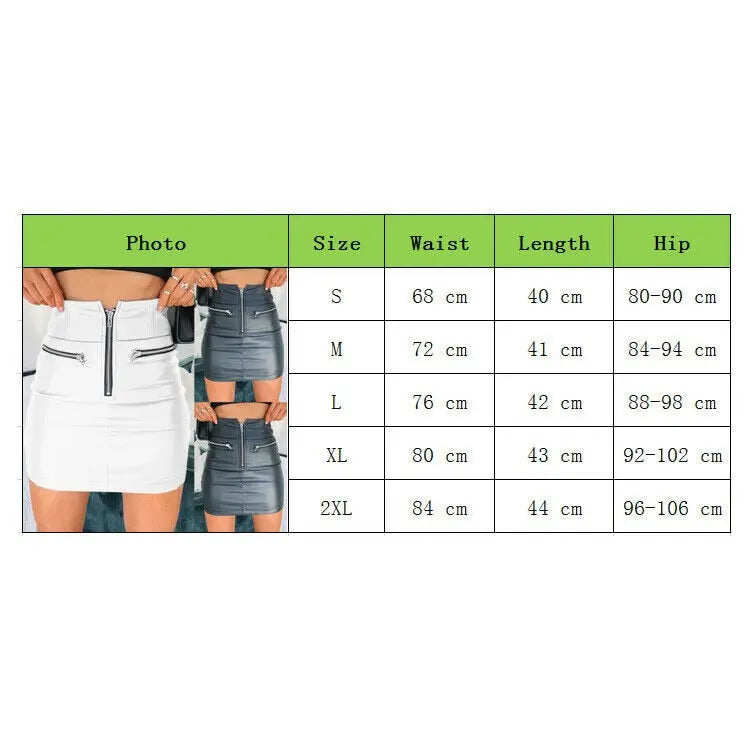 Womens PU Leather Zipper Skirt High Waist Pencil Evening Party Club Wear Fashion Bodycon Short Mini Skirt Lomwn