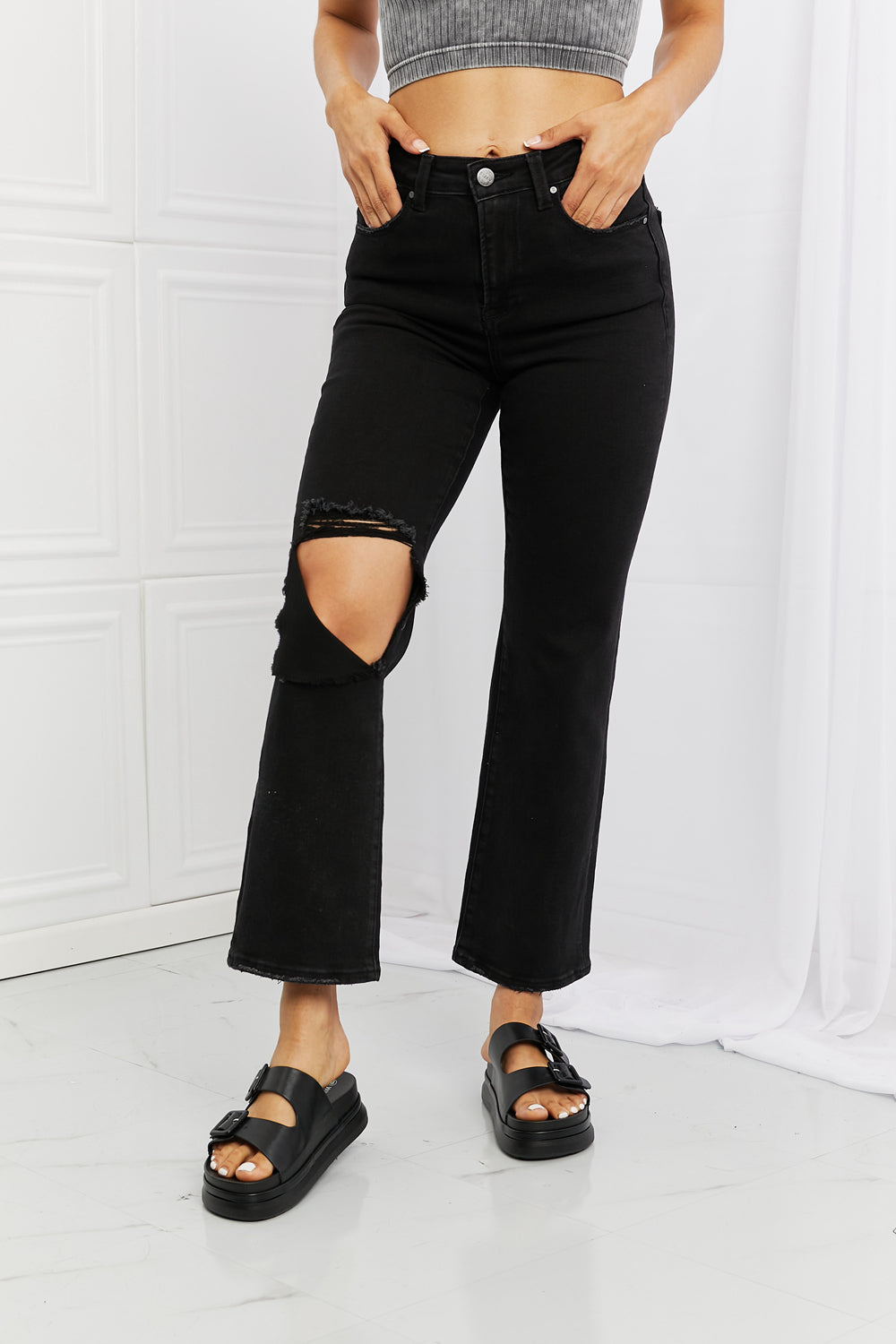 RISEN Full Size Yasmin Relaxed Distressed Jeans Trendsi