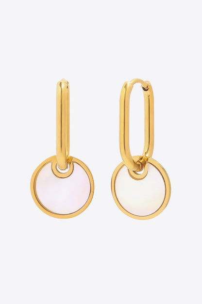 Copper White Mother-Of-Pearl Drop Earrings Trendsi