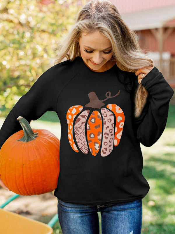 Women's Raglan Sleeve Loose Halloween Themed Print Top kakaclo